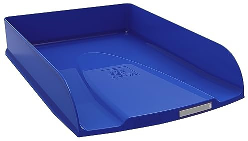 Exacompta - Réf. 11124D - 1 corbeille à courrier COMBO STYLI NeoDeco - pour documents au format A4+ - dim 34 x 25 x 6,5 cm - porte étiquette - peut contenir 500 feuilles - couleur bleu de France