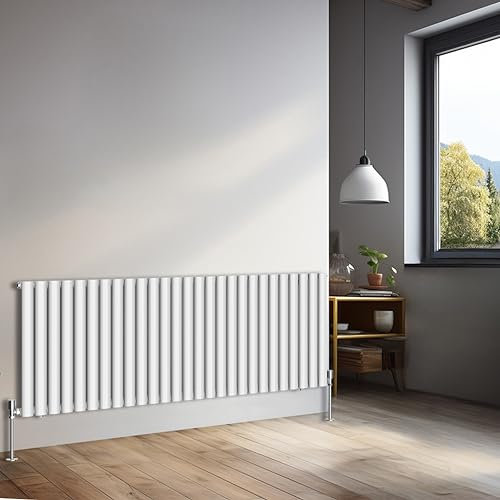 NRG 600x1593mm Horizontal Oval Single Panel Radiator Heater Column Radiator Central Heating Radiators Gloss White