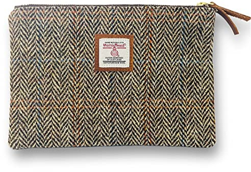 TAILORMAP Petite pochette en tweed Harris faite main pour rouge à lèvres - Style vintage britannique - Porte-cartes de crédit et carte d'identité portable avec fermeture YKK pour femmes et hommes
