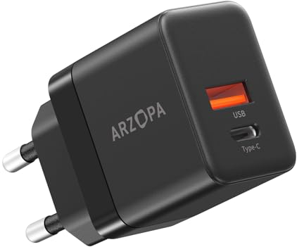 ARZOPA Caricatore USB C 35W Rapido Multiplo Caricabatterie GaN Alimentatore USB C PD3.0 2-Porte Spina USB Compatibile per iPhone 15 14 13 12 Pro Max/iPad Pro Mini/Samsung/MacBook- C35
