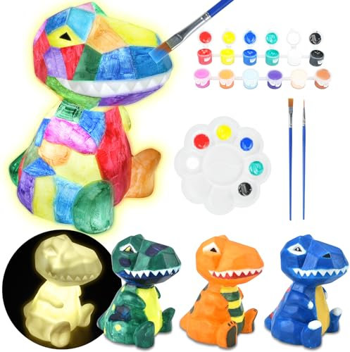 FGZU DIY Dino Lampe Basteln für Mädchen ab 4 5 6 7 8 Jahre, Kunsthandwerk für Mädchen und Jungen, Bastelsets Kinder, Spielzeug Kreatives Geschenke für Kinder im Alter 6–12 Jahren (Dino-Lampe)