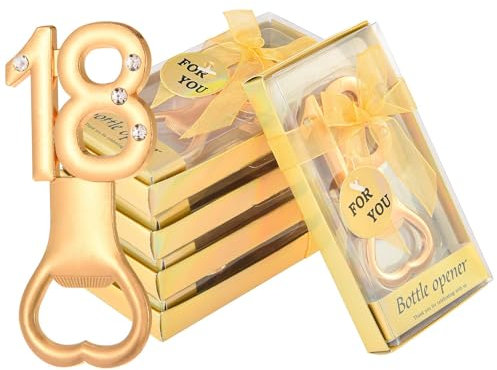 YLSZHYR 24 apribottiglie dorate per feste di compleanno, bomboniere per il 18° anniversario, bomboniere per ospiti, apribottiglie di birra per feste di compleanno, regalo, souvenir (24p 18)