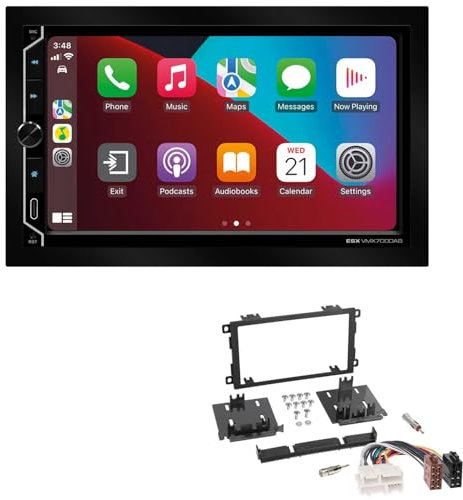 ESX VMX700DAB 2-DIN Autoradio kompatibel mit Wireless Apple CarPlay Android Auto Bluetooth DAB+ passend für Cadillac Escalade 2001-2006 schwarz