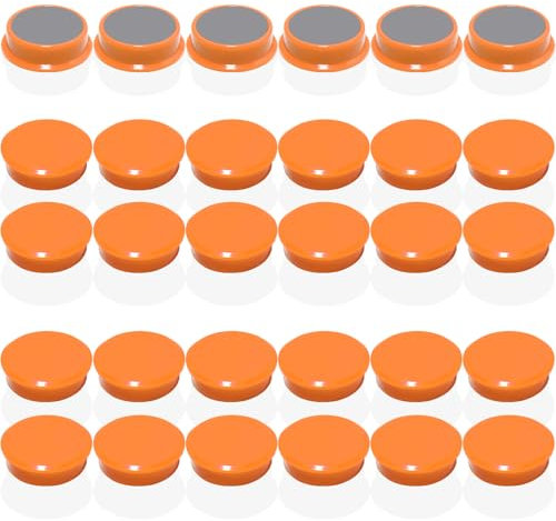 DUJEQM Magnete für Magnettafel - 30 Stück Starke Orange Kühlschrankmagnete – Runde Magnet Mini Magnete für Whiteboard, Magnetwand & Pinnwand – Klein Magneten, Bunte Tafelmagnete für Küche, Büro,Schule