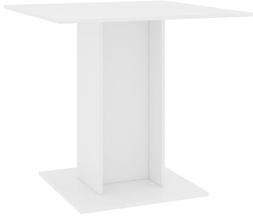 TJROO Mesa de salón cocina blanca 80 x 80 x 75 cm de aglomerado estilo minimalista, mesa de comedor, restaurante, zona de comedor para colocar alimentos, bebidas y otros objetos decorativos