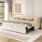 Ymkua Polsterbett Schlafsofa Sofabett 90/180x200 cm, Doppelbett Tagesbett mit Ausziehbares Rollbett, Jugendbett Bett mit Lattenrost, Gästebett Wohnzimmer Schlafzimmer, Samt, Ohne Matratze (Beige)