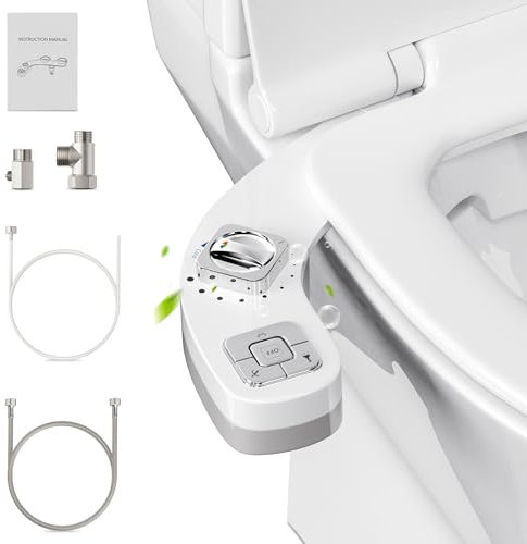 Bidet Aufsatz für Toilette, Potuem Heißes & Kaltes Wasser Einsatz für Toilett Bidet Nicht Elektrisch Doppeldüse, Front- und Heckreinigung, Einstellbarer Wasserdruck