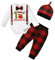 LUVCES Baby Jungen My 1st Christmas Kleidung Weihnachtsmann-Druck Gentleman Strampler + Rot karierte Hose + Mütze Weihnachtsoutfit Sets Weißer Elch 0-3 Monate