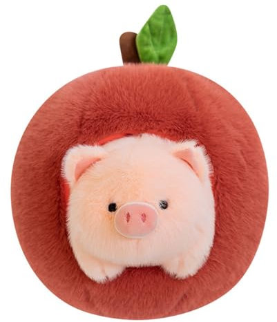 champracer Schwein Plüschtier, Simulation Schweinche Kuscheltier, Niedlichen Schweinchen Kissen Apfel Schwein Abnehmbar Super Weiche Puppen Spielzeug Kreativität Geschenke für Kinder (25 cm,Rot)
