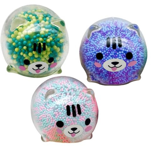 3 Stück Stressball,Stressbälle Spielzeug Stressball Kinder,Antistressball aus TPR-Material für Stressball Erwachsene,Katze Anti Stress Ball,für Kinder und Erwachsene zum Entspannen(Zufällige Farben)