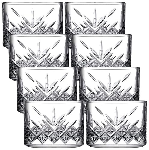 Queensway Home & Dining Premium Clear Glass Serving Bowls - Stackable Dessert, Ice Cream, Salad, Cocktail, Fruit, and Pudding Dishes, Lead-Free, Pack of 8, H6.5 x D8cm