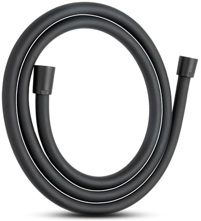OFFO Shower Hose 2.5m, PVC Smooth Shower Pipe with Washers, Flexible Anti-Kink Handheld Shower Head Hose,High Pressure Shower Hose for Bath Taps Replacement,Matte Black