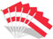 AhfuLife 15 banderas austriacas en palos para decoración de fiestas, 14 x 21 cm, banderas pequeñas de Austria con poste blanco de 30 cm para el Día Nacional, Eurocopa del Mundo, fútbol, jardín, calle
