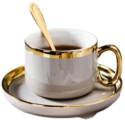 Porzellan-Teeservice Graue Keramik-Kaffeetasse, Frühstücks-Luxusbecher, Keramik-Reise-Kaffeetasse und Untertasse-Set