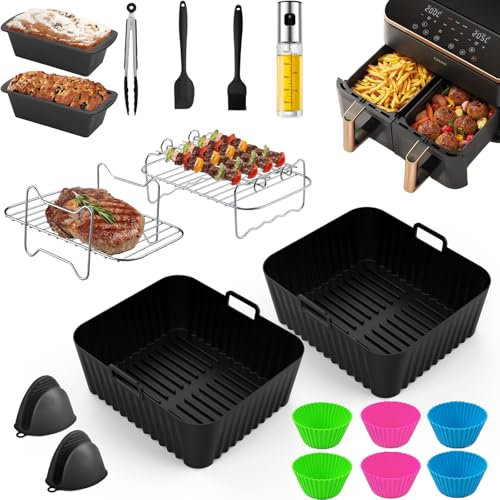 Heißluftfritteuse Zubehör für COSORI Heißluftfritteuse 8,5L, Airfryer Zubehör Accessories für cosori Heißluftfritteuse CAF-R901-AEU Dual Zone Silikonform Air Fryer Accessories für cosori Dual Basket