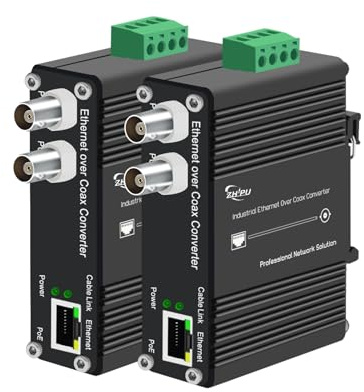 10/100M RJ45 IEEE802.3af/at 30W PoE EoC Converter Up to 300m Apair | DC18-48V Input,900m+ Daisy Chain,including Transmitter,DIN-rail Mount,14˚F to 140˚F,2KV Surge Protection