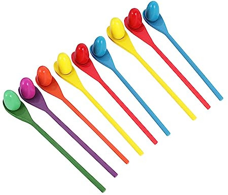 IMIKEYA 9 Sets Egg and Spoon Race Game Supplies Outdoor for Adults for Family Fun Birthday Parties and Gatherings Random Color