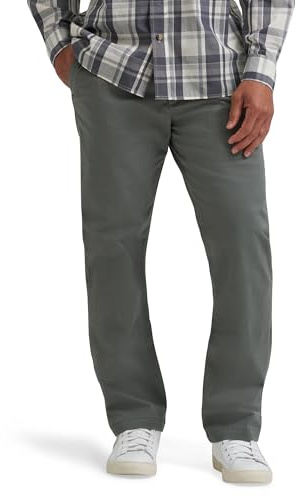 Wrangler Men's Straight Fit Flat Front Chino, Gunmetal, 32W x 30L