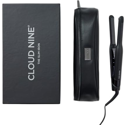 Cloud Nine Slim Iron, Plancha de Pelo Pequeña para Pelo Corto y Flequillo | 11 ajustes 100-200°C, Revive Mode, placas cerámicas finas, anti-encrespamiento, detalles y retoques precisos, acabado liso