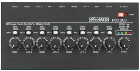 Harewtwy MIX800 8 Channel Ultra Low Noise Stereo Line Mixer Mini Professional Sound Mixer Audios Mixer