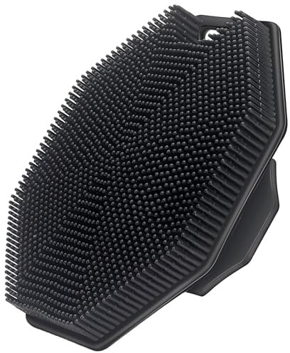 Alyvisun Silicone Body Scrubber with Hook and Suction, Handheld Shower Bath Brush for Body [Gently Exfoliate & Massage], Body Cleansing Brush for All Skin Type (Dark)