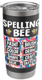 Spelling Bee Paint Brush Color Draw Shape Craft Glue Sketch Stainless Steel Insulated Tumbler
