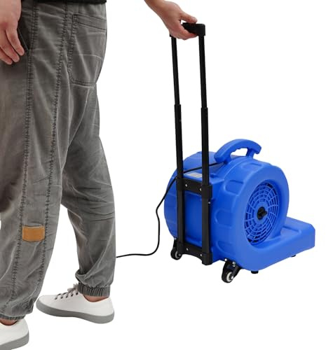 CHFUNE Bodengebläse, Turbolüfter 750W Lüfter zum Trocknen und Kühlen, tragbarer Teppichtrockner-Ventilator mit 4 Blaswinkeln, 3-Gang, für Hausmeister, Haushalt und gewerbliche Nutzung Blau
