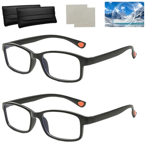 ZVBRSKM 2 Stück Smart Glasses, Blaulicht Brille Mit Automatischer Sehstärke, Gleitsichtbrille Damen Und Herre, Brille Die Sich Automatisch Der Sehstärke anpasst,Inklusive Etui Und Handtücher