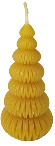 Bienenwachskerze Tannenbaumkerze 8 cm Weihnachten Ring — handgegossener Wachs-Baum aus Ringscheiben modern, Made in Germany