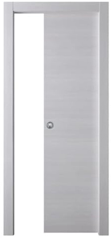Porta Scorrevole in MDF, 210x60/70/80/90 cm, Design Moderno, Reversibile, con Kit Maniglie e Telaio (Acero Neve, 2100x800)