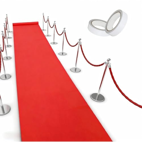 Bcuuozeeing Roter Teppich Läufer Landebahn Teppich - 1x10m Rot Teppich, 100gsm Dicke, Hochzeitsteppich, Messeteppich, für Dekoration, Karneval, Mottoparty, VIP, Hochzeit, Party Flur