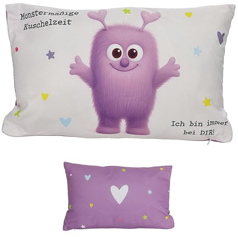Cepewa Kissen Mutmacher | 40x25 cm Baumwolle 180g Polyesterfüllung Reißverschluss | Kuschelkissen einseitig Bedruckt zum Verschenken | Seelentröster-Kissen Geschenk (Flieder, 40x25cm)