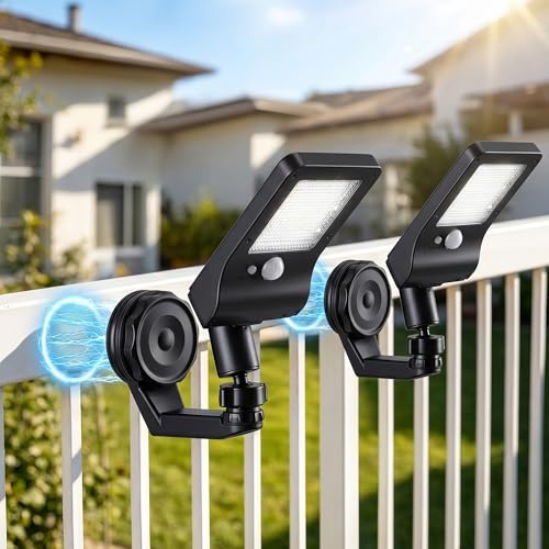 Außenlampe mit Bewegungsmelder Solarleuchte Außen Magnetisch Ohne Bohren | 700LM Wandleuchte 3 Lichtmodi, Magnetisch ohne Bohren 360° Verstellbar IP65 Wasserdicht für Zaun Garage Wohnmobil 2 Stück