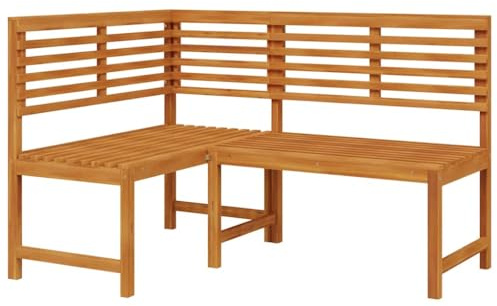 Pindolar Garten-Eckbank 140 cm Massivholz Akazie mit Ölfinish langlebig wetterfest für Terrasse Balkon Außenbereich Lounge Sitzgruppe komfortabel robust