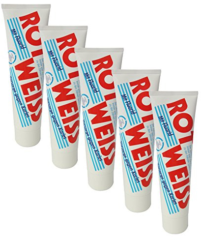 5er Pack Dental Zahncreme Rot Weiss (5 x 100 ml), Zahnpaste, Zahnpasta, Zahnpflege