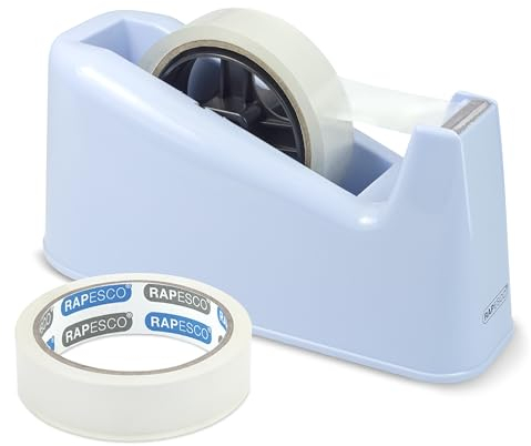 Rapesco 1488 500 Dispenser per Nastro Adesivo con 2 Rotoli di Nastro, Azurro