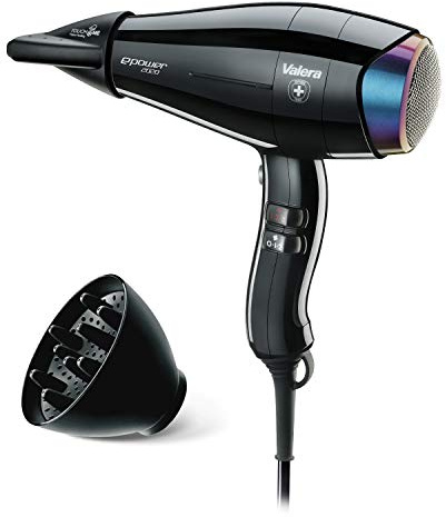 Valera ePower 2020 professioneller Ionen-Haartrockner, umweltfreundlich und leistungsstark, digitaler Motor, 1600 Watt, Farbe Crystal Black Schwarz