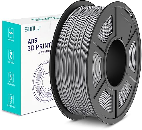 SUNLU ABS Filament 1.75 mm, Hoch Temperaturbeständiges 3D Drucker Filament, Hohe Festigkeit und Schlagfest, Langlebig 3D Druckfilament Für die Meisten FDM 3D Drucker, 1 kg Spule, Grau