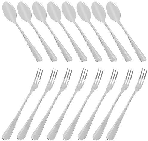 DaKuan Set of 16 Demitasse Espresso Spoon (4 inch) and Stainless Steel Forks (4.8 inch), Mini Coffee Spoons & Cake Forks for Dessert, Tea, Appetizer