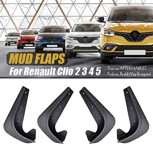 XUKEY Schmutzfänger für Clio Mk1, 2, 3, 4, 5, Grand Modus, Spritzschutz, Schutzbleche, Schmutzfänger, vorne, hinten, 4 Stück