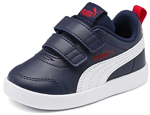 PUMA Jungen Unisex Kinder Courtflex V2 V Inf Sneaker, Peacoat High Risk Red, 22 EU