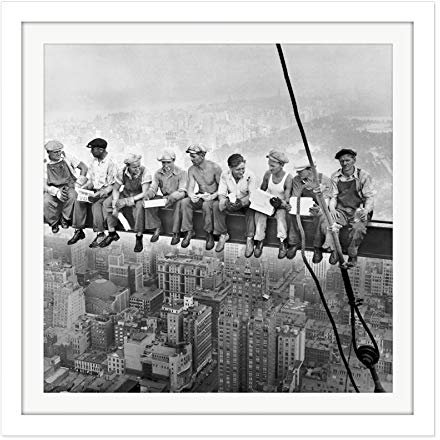 Lunch Atop A Skyscraper New York 1932 Iconic Photo Square Wooden Framed Wall Art Print Picture 16X16 Inch Fotografieren Holz Wand Bild