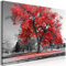 murando - Leinwand Bilder Baum 120x80 cm Leinwandbild 1 tlg Kunstdruck modern Wandbilder Groß XXL Wohnzimmer Wanddekoration Design Wand Bild - Bäume Natur Landschaft schwarz weiß rot c-B-0445-b-b