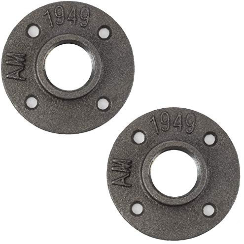 FINEVER Bodenflansch, Rohrdekoration, Gusseisen, schwarz, Gewindefitting, Steampunk, Vintage, Retro, Möbel, Heimwerker, Wandindustrie, Sanitär, 2 Stück