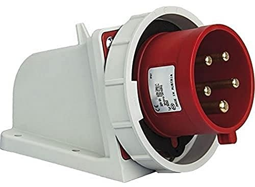 SIROX® CEE-Wandgerätestecker IP 67, 5-polig, 400 V, 6 h Stromstärke 32 A, Phasenwender ja, vernickelte Kontakte nein