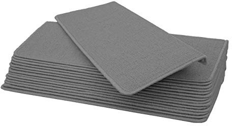 Mendler 15er-Set Stufenmatte HWC-G49, Treppenteppich Treppenschutz Treppenmattenset, 65x25cm - rechteckig, grau