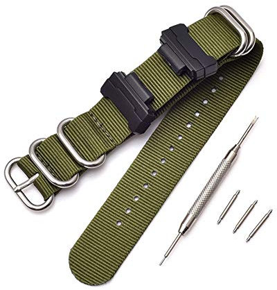Shieranlee NATO Nylon Strap Armband Kompatibel mit Casio G-Shock GA-110 120 GA-400 GD-100 DW-5600 GLS-8900 Canvas Men Bracelet Band Black Adapters