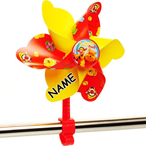 alles-meine.de GmbH kleines Windrad/z.B. als - Fahrradwindrad - - Winnie Pooh - inkl. Name - mit Befestigung für Lenker - Fahrrad Kinder - Mädchen Jungen - Fahrradwindmühle - ..