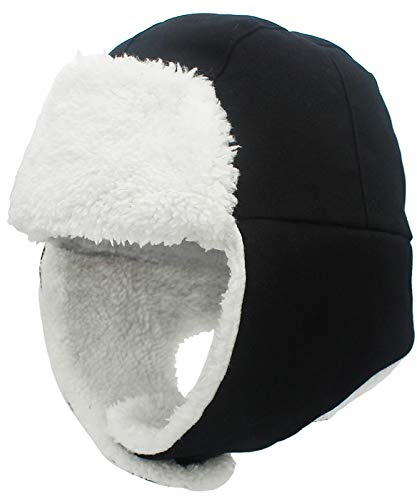 AHECZZ Cappello,Cappello Invernale per Bambini Cappelli Termici per Bambini Cappelli russi 52-55 cm Nero