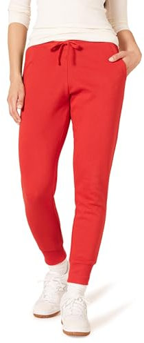 Amazon Essentials Pantaloni da Jogging in Pile con Risvolto (Disponibili in Taglie Forti) Donna, Rosso, XXL